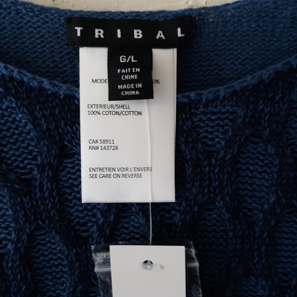 Tribal Large Blue Tunic Sweater - Picture 3 of 4